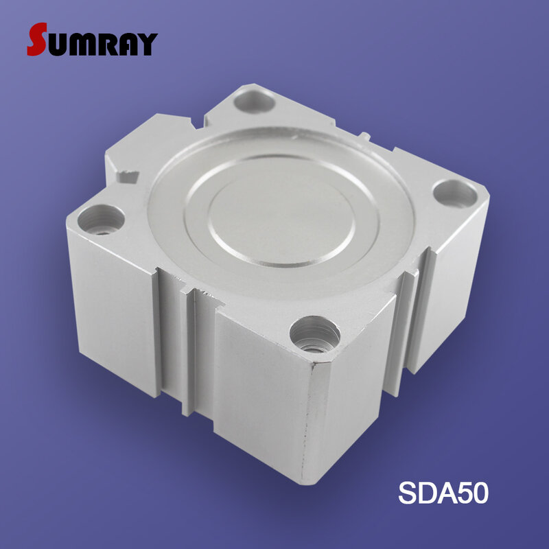 SUMRAY SDA Type Pneumatic Air Cylinder 50mm Bore 5/10/15/20/25/30/35/40/45/50-100mm Stroke Double Acting Pneumatic Cylinder