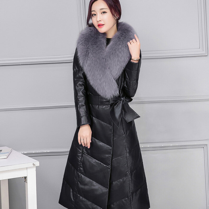 2018 New Brand woman winter coat large raccoon fur collar hooded parkas outwear detachable rabbit fur winter jacket