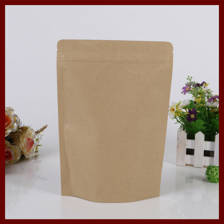 15*24+4cm 20pcs Kraft Paper Ziplock Bag For Gifts/tea/candy/jewelry/bread Packaging Paper Food Bag Diy Jewelry Pack Display