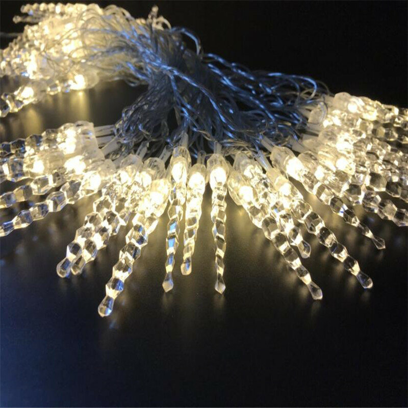 Cadena de luces LED de carámbano, luces de hadas para Año Nuevo, Navidad, boda, fiesta, 10M, 50