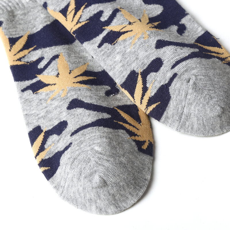 Мужские хлопковые носки в стиле Харадзюку, камуфляжные короткие носки с листочками, носки для скейтбординга в стиле хип-хоп, новинка 2019
