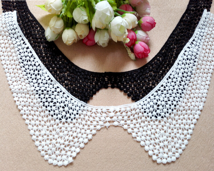 Water Soluble Milk Silk Fine Lace DIY Clothing Clothes Applique Neckline Women's Clothing Black White Brooch Patches Decoration