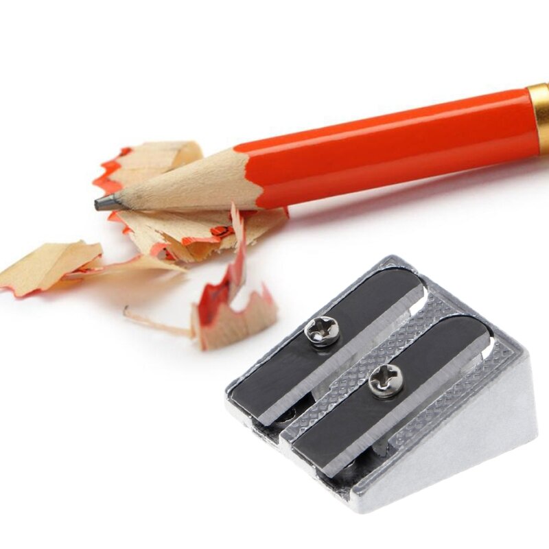 Metal Bevelled Double Hole Pencil Sharpener School Office Sharpener Stationery Stainless Steel Blade 2.3x1.3x1cm