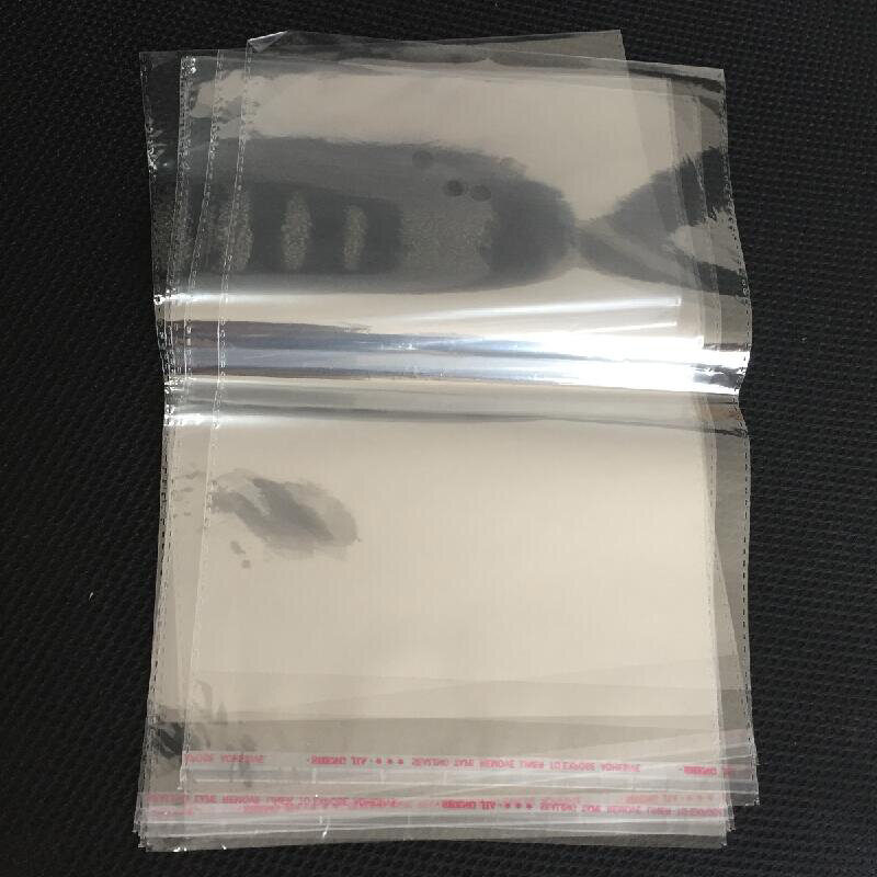 400 pcs/lot 14x24, 16x24, 18x24, 20x24 cm clair en plastique auto-adhésif joint OPP sacs avec trous bonbons noël emballage sacs