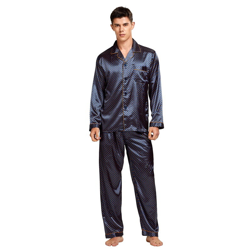 Conjunto de pijama de seda masculino, pijamas sexy de seda cetim macio para homens camisola masculina de verão