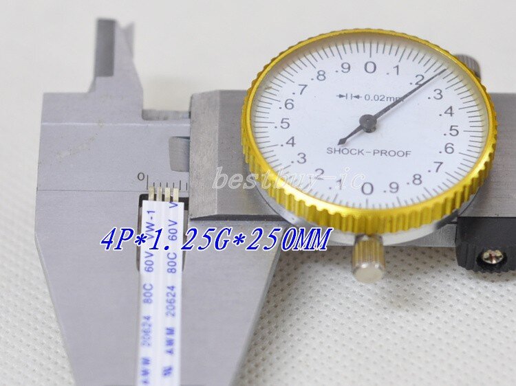 1.25mm Afstand + 250mm Lengte + 4Pin G/Reverse lijn Soft draad FFC Flexibele Platte Kabel. 4 P * 1.25G * 250 MM