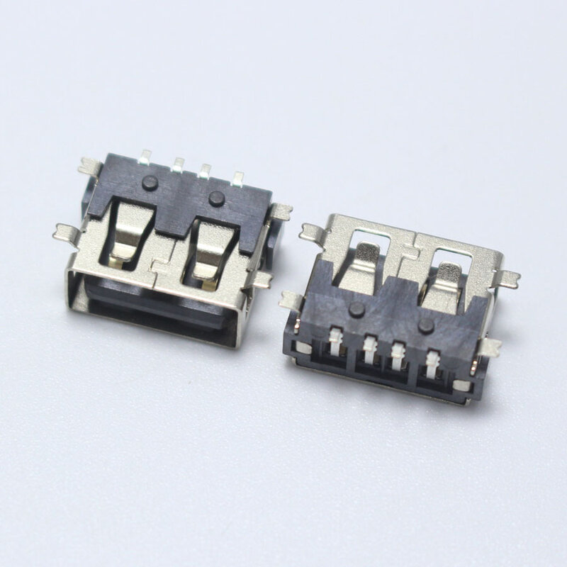 4 Uds SMD USB tipo A hembra jack 4PIN AF 10,0 conector de montaje PCB conector negro borde plano DIY reparación teléfono piezas de juguete