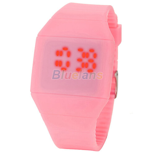 Роскошные ультра-тонкие модные мужские и женские сенсорные цифровые красные светодиодные силиконовые спортивные наручные часы 0W1B