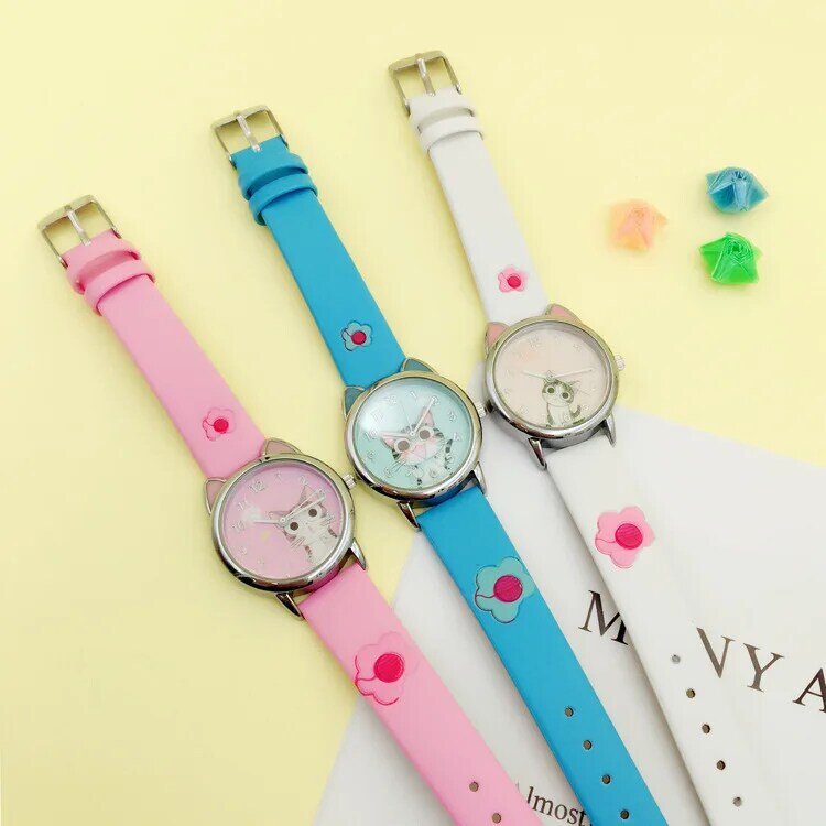 JOYROX śliczny ser wzór kota zegarki dla dzieci dziewczyny analogowe dziecięce zegarki kwarcowe dla kobiet zegar studencki prezent Relogio Feminino