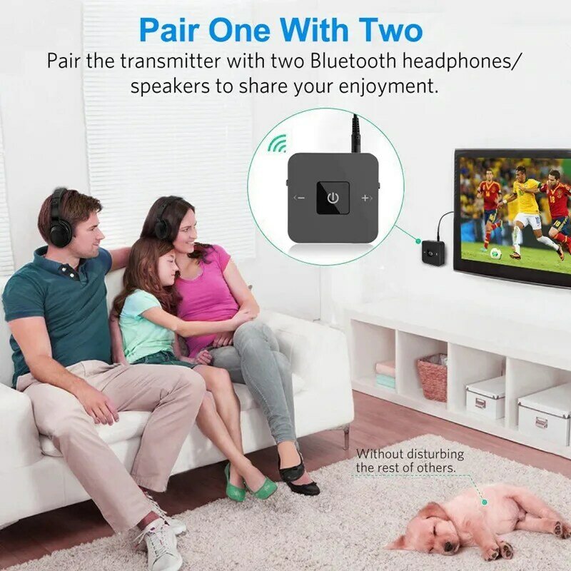 Najnowsze Bluetooth V5.0 nadajnik-odbiornik 2-in-1 3.5mm bezprzewodowy adapter audio dla TV słuchawki głośnik domu radia samochodowego systemu