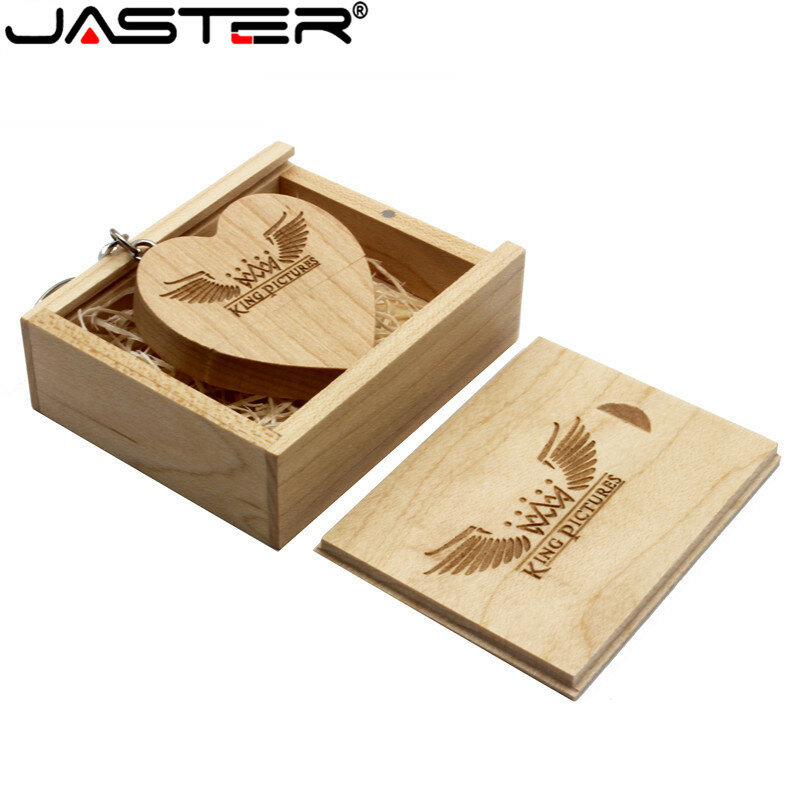 JASTER (10 PCS ฟรีโลโก้) USB + กล่อง USB แฟลชไดรฟ์ไม้เมเปิล Pendrive 64GB 8GB 16GB 32GB ไดรฟ์ปากกา memory Stick