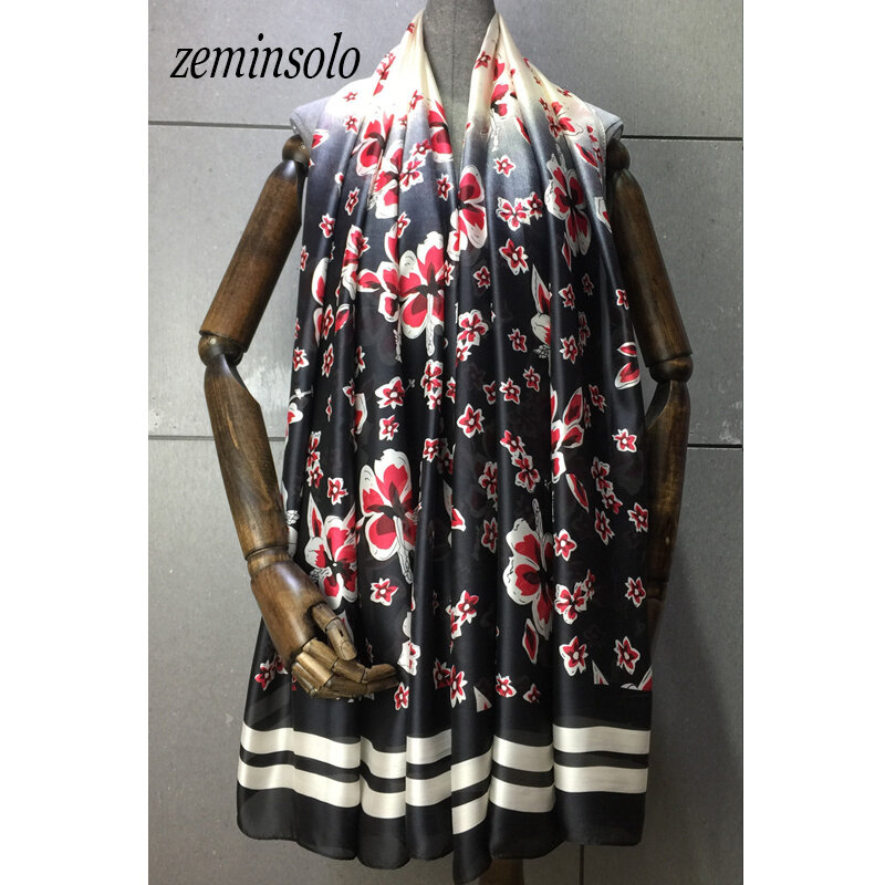90*180cm Spring New Arrival Euro Brand Scarves For Women Bandana Fashion 100% Silk Polyester Scarf Big Size Silk Shawl Hijab
