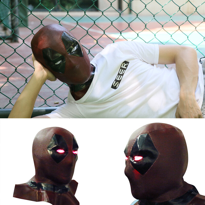 Deadpool 2 máscaras deadpool com luz led cosplay adereços traje super-herói filme máscara de látex brinquedos colecionáveis máscara facial completa