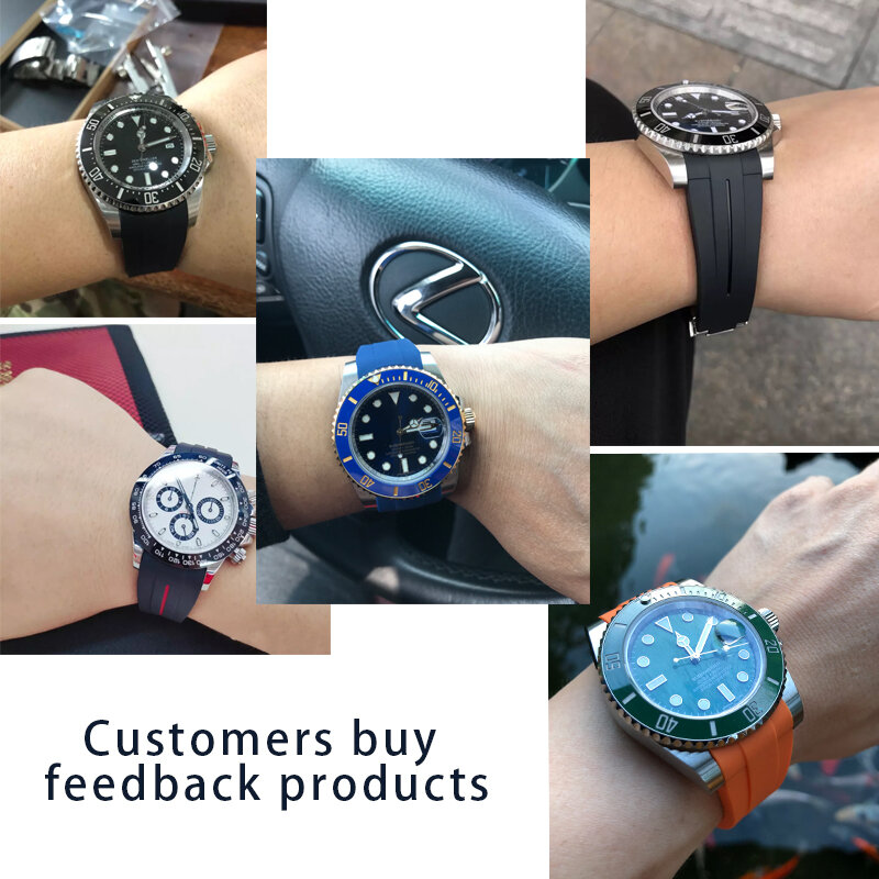 20mm 21mm Rubber Silicone Watchband Combination Buckle Watch Strap Fit for Role Daytona Submariner DEEPSEA GMT OYSTERFLEX  Watch
