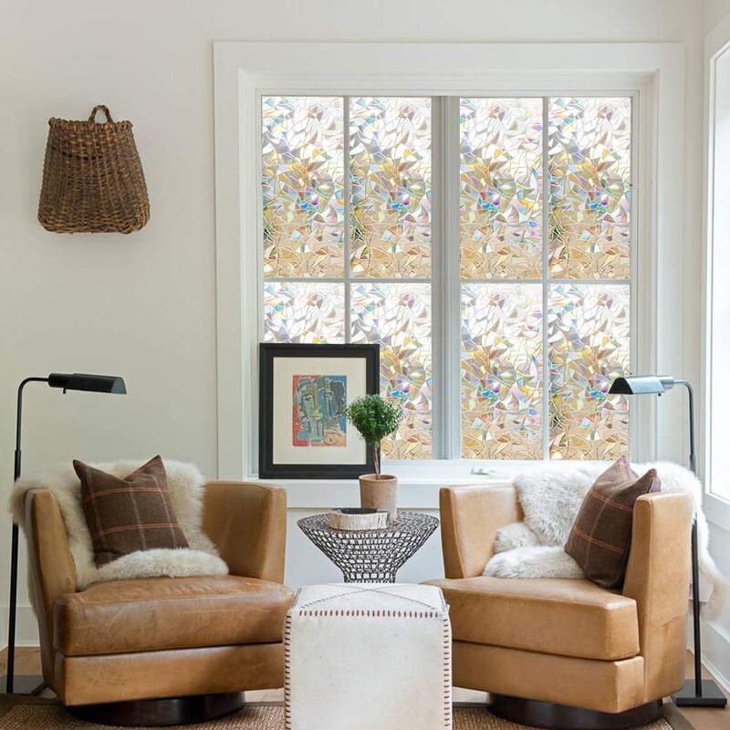 Tęczowa folia okienna witraże okienne szklana winylowa samoprzylepna folia klejąca do drzwi do domu prywatność ochronna dekoracyjna naklejka
