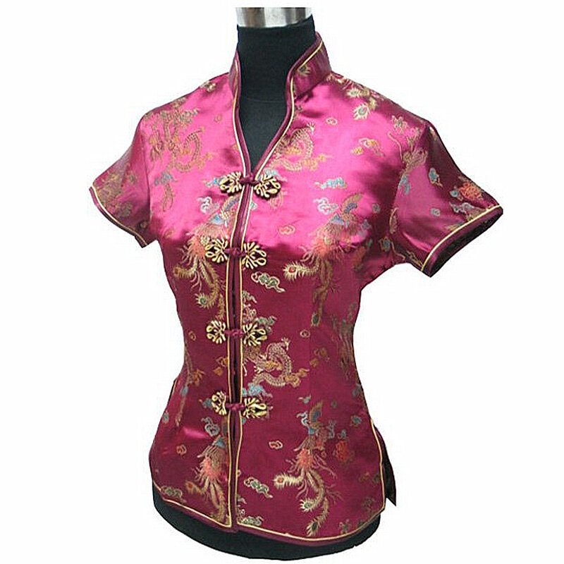 New Arrival światło niebieski kobiet koszulka z dekoltem V top chiński klasyczne damskie satynowa bluzka rozmiar S M L XL XXL XXXL Mujer camisa JY044-4