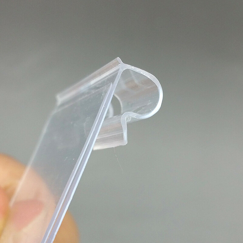 H4.5cm พลาสติกราคาป้ายป้ายชั้นวางของในห้องน้ำ Hook ใส PVC ซูเปอร์มาร์เก็ตชั้นวางลวด100Pcs