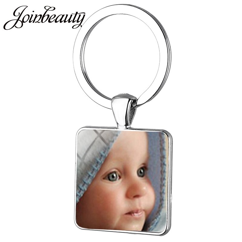 Portachiavi JOINBEAUTY foto personalizzata del tuo bambino mamma bambino nonno genitore per regalo di famiglia portachiavi quadrato NA01