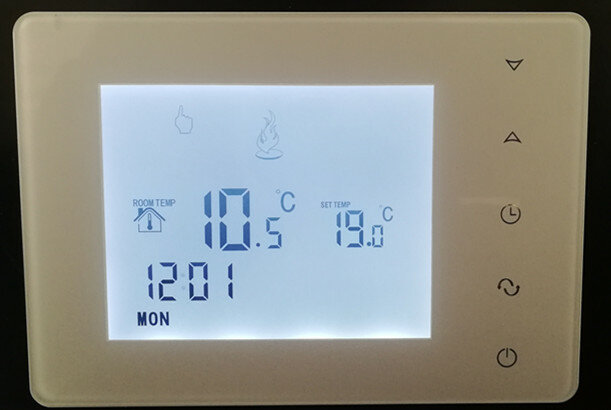 Termostato Digital de calefacción para caldera de Gas, pantalla táctil colorida, batería, pantalla LCD, termorregulador