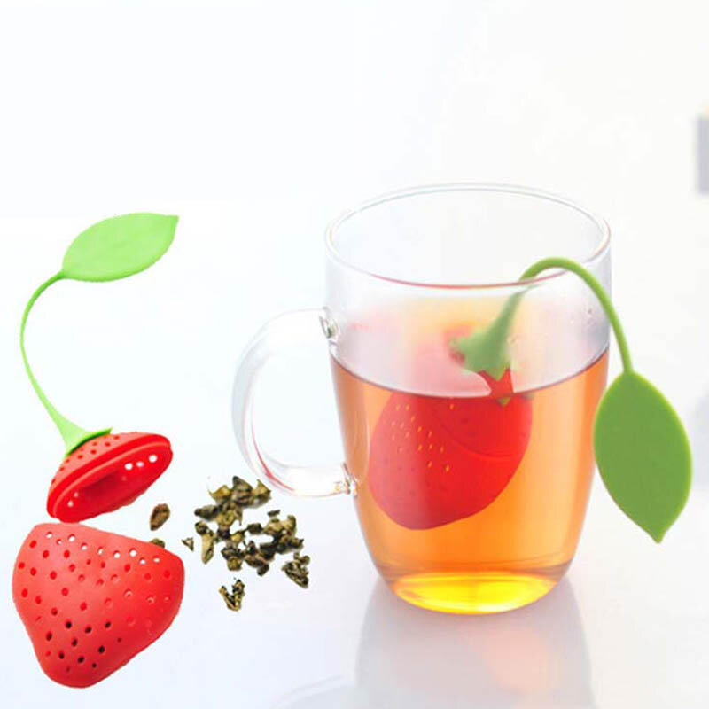1pc Erdbeere Tee-ei Edelstahl Tee Ball Blatt Tee Sieb für Brau Gerät Herbal Spice Filter Küche Werkzeuge
