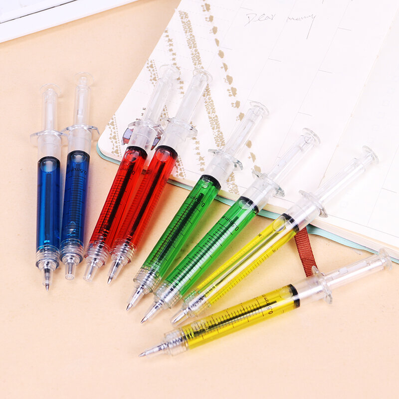 4PCS/lot Liquid Novelty Syringe Ballpoint Pen Stationery Cute Syringe Ballpoint Pen Office Supplies Child Gift