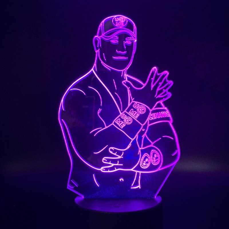 Led Night Light Sport Wrestler Celebrity John Cena Touch Sensor Color Changing Nightlight for Office Room Decor Cool Table Lamp