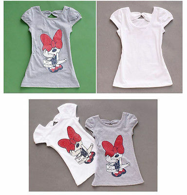3 4 5 6 7 8 Years Kids Baby Girls Clothes Spring Summer Cute Cartoon Minnie Party Dress Bow Back Outwear Children Clothes