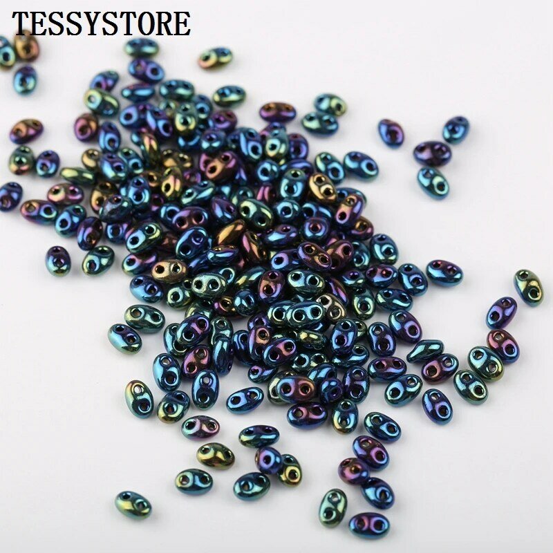 10 perle di vetro a doppio foro 2.5x5mm ceche colorate perle di vetro ovali per gioielli che fanno collana braccialetto accessori fatti a mano
