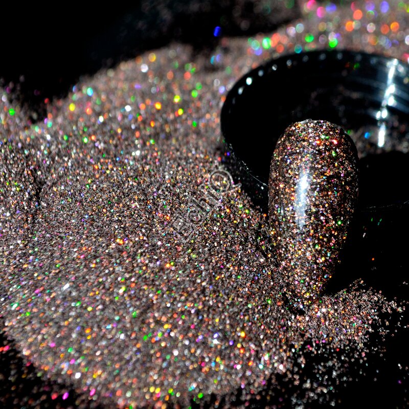 Olografica Glitter Per Unghie Polvere di Colore Marrone Caffè AB Unghie Artistiche UV Fai Da Te LUCIDO Della Polvere di SCINTILLIO Pigmento 5g N57