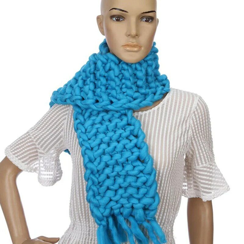 韓国版の手編みウールスカーフ,新品,女性用,暖かい冬用スカーフ,130x15 cm