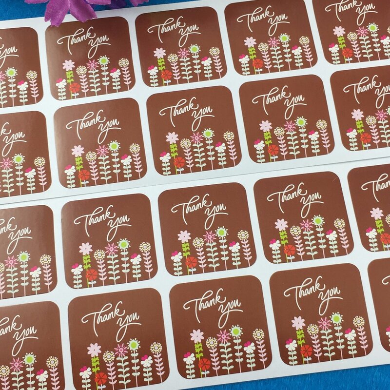 3,5x3,5 cm braun aufkleber danke aufkleber etiketten DIY handgemachten kuchen/süßigkeiten/Schokolade dichtung verpackung etiketten selbstklebende aufkleber