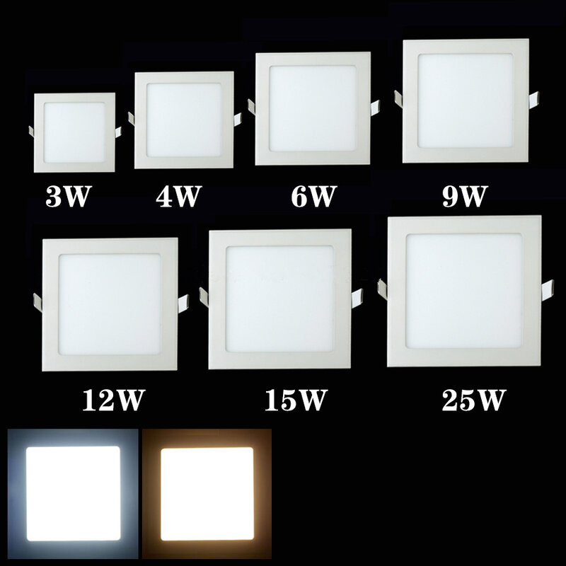 Квадратный светодиодный панельный светильник 25 Вт, светодиодный страиваемый светильник для кухни, потолочная лампа для ванной, AC85-265V, теплый белый/холодный белый, Бесплатная доставка