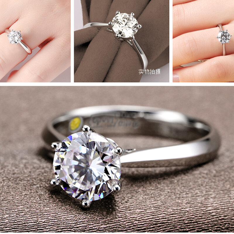 Cincin Jari Klasik Pertunangan Pernikahan Pengantin Wanita Zirkon Kubik Super Berkilau 925 Hadiah Perhiasan Kristal Perak Murni
