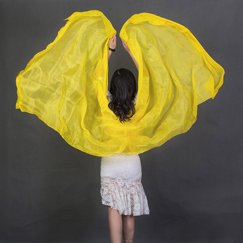 100% Sutra Tarian Kinerja Warna Solid Tekstur Ringan Kerudung Syal Wanita Syal Kostum Aksesoris Tari Perut Kerudung 250Cm X 110Cm