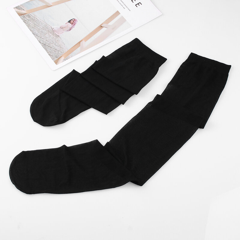 Fashion Womens Socks Stay Up BLK Stockings Sheer Thigh High Crotchless Pantyhose