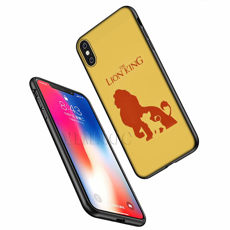 Yimaoc capa de celular de silicone, desenho animado the lion king 2019 para iphone xr x xs max x 6 6s capa de tpu preta 7 8 plus 5 5S se
