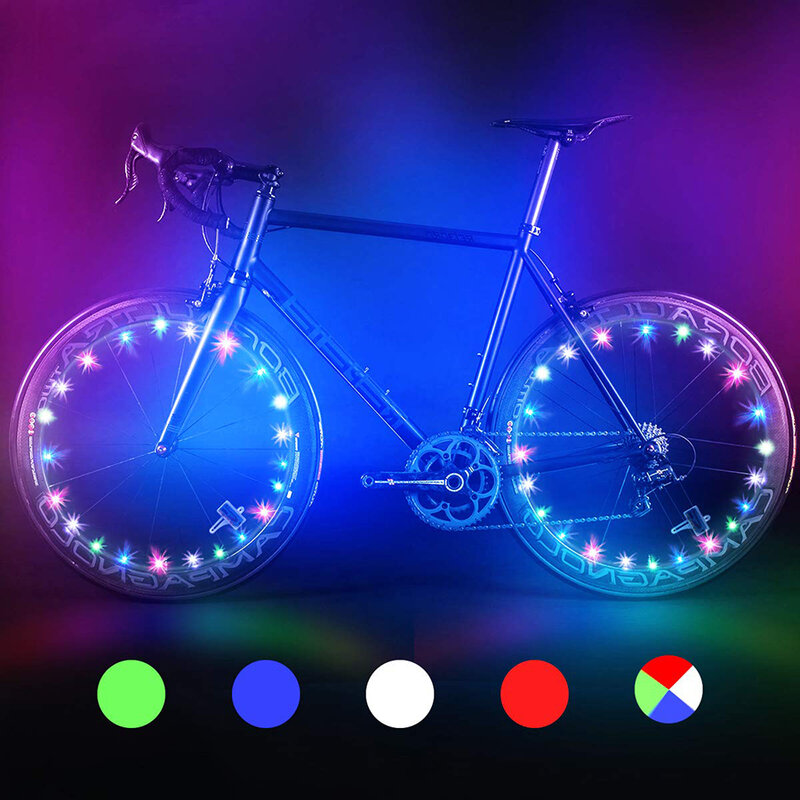 Cadena de Luces LED para rueda de Bicicleta de montaña, 2M, 20 Luces Led para rueda de radios de ciclismo, accesorios para Bicicleta