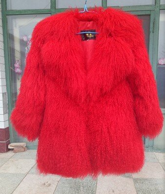 Real Mongolia Sheep Fur coat Women full pelt mongolia Sheep Fur Jacket fur coat customized plus Size Free Shipping F1901
