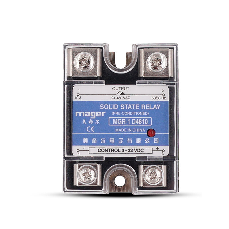 10A/25A Single phase solid state relay SSR-10DA/25DA MGR-1 D4810/D4825 DC control AC 3-32VDC TO 24-480VAC With Protective Covers
