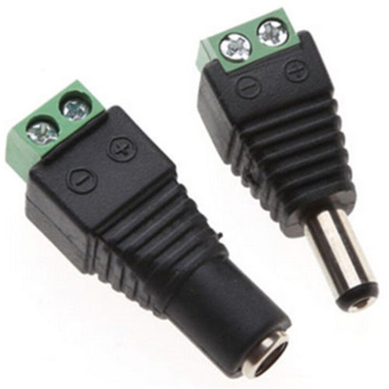 10pcs Female Male DC Power Cable Connector 5.5mmX2.1mm Jack Plug Connection For 5050 5630 3528 Single Color LED Strip CCTV