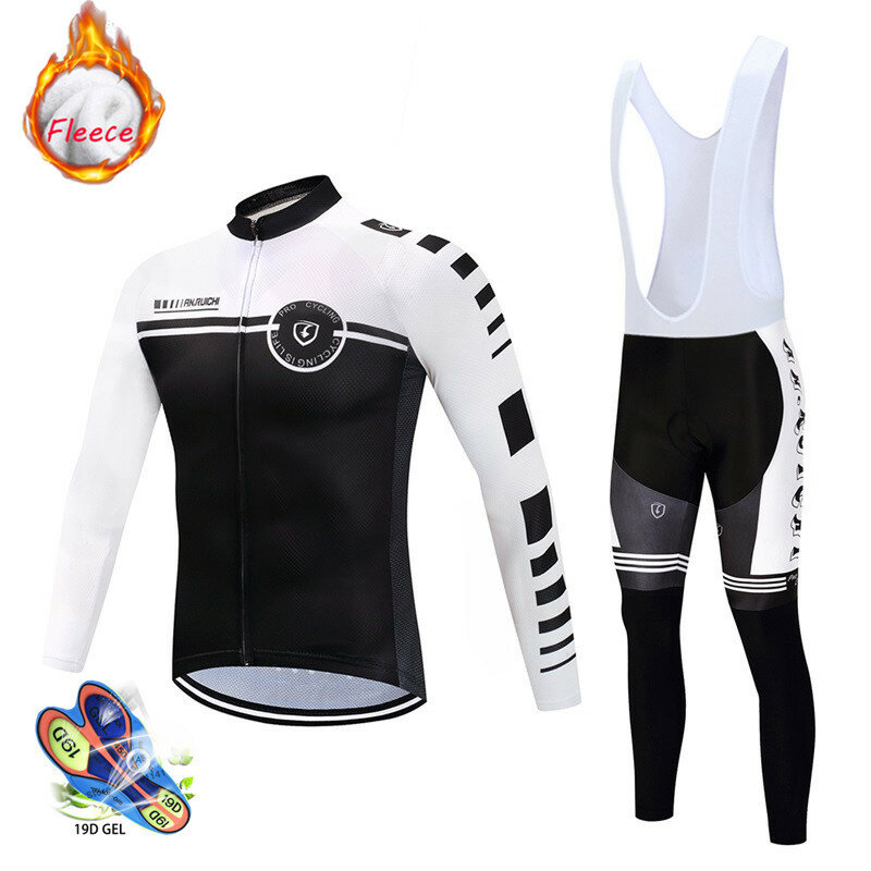 2023 Winter thermal fleece Cycling Clothes men Jersey suit outdoor bike MTB clothing Bib Pants set ropa ciclismo hombre