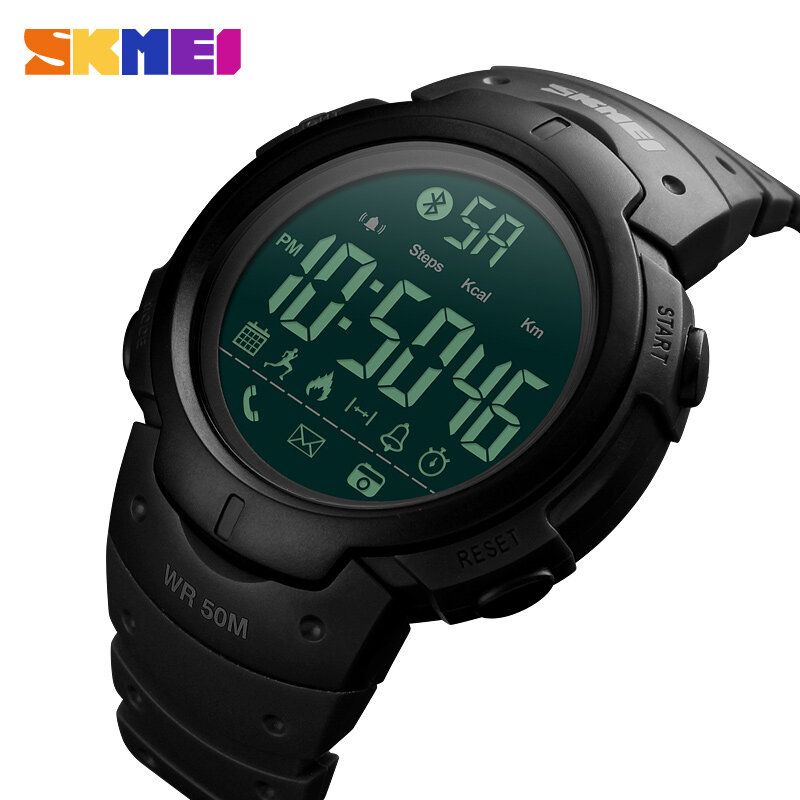 SKMEI Brand Men's Fashion Smart Watch Pedometer Calorie Bluetooth Remote Camera Sport Smartwatch Reminder Digital Wristwatches