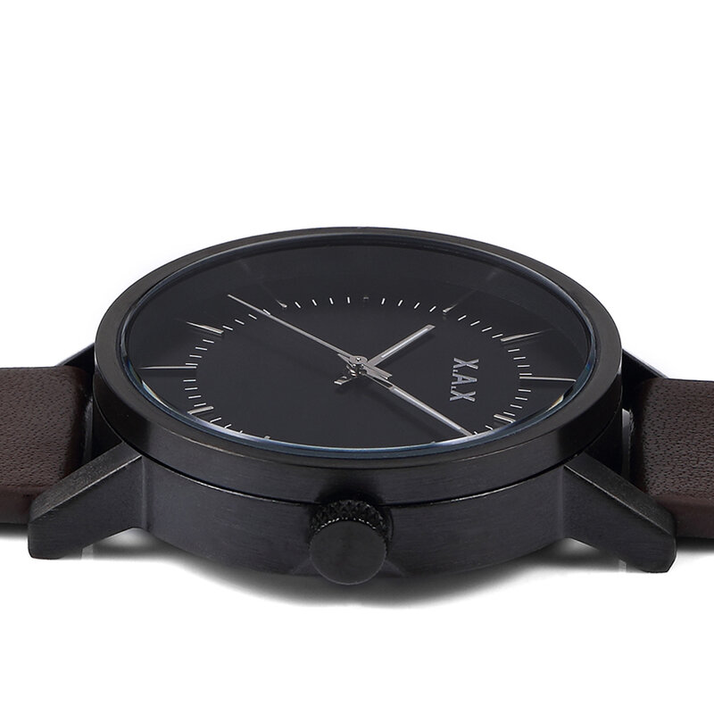 Relógio minimalista preto com design facial, relógio de pulso em aço, movimento de quartzo japonês, masculino