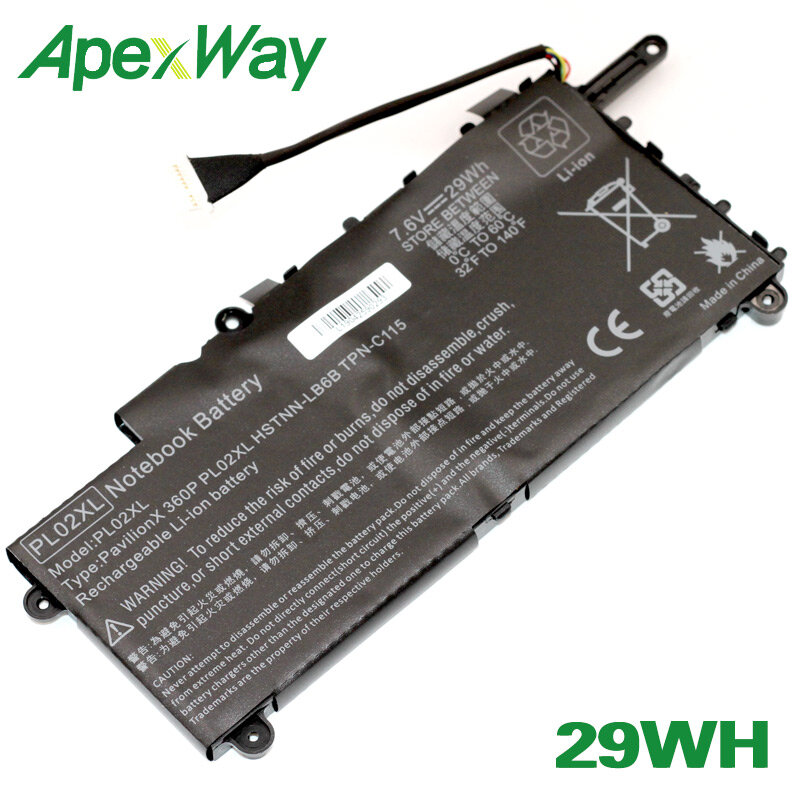 ApexWay-Batería de HSTNN-LB6B 29WH PL02XL, para HP Pavilion 11 11-n010dx 11-n000snx X360, 751681-421 HSTNN-DB6B, TPN-C115