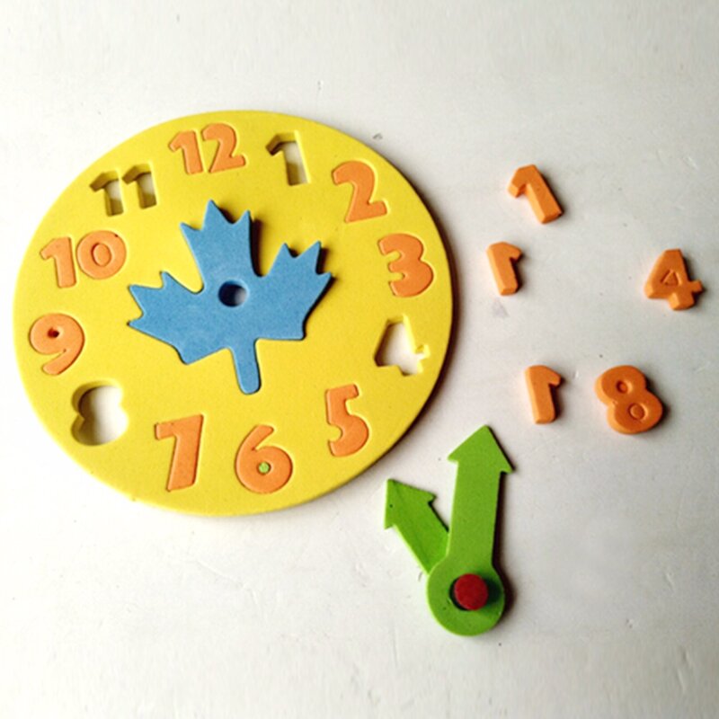 Zegar z pianki Kawaii wczesna edukacja zabawa Puzzle Jigsaw gra dla dzieci 3-6 lat oldClock zabawki edukacyjne 13*13cm