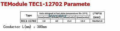 Disipador térmico de TEC1-12702, 40x40mm, placa de refrigeración Peltier, módulo de refrigeración tipo Telluride