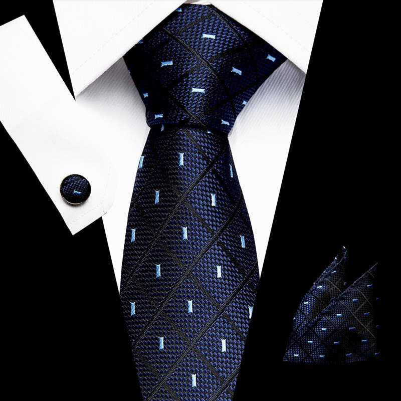Envío Gratis lazos para hombre de lujo 2018 Paisley corbata de seda azul con pañuelo corbata gemelos negocios tejido jacquard cuello corbata
