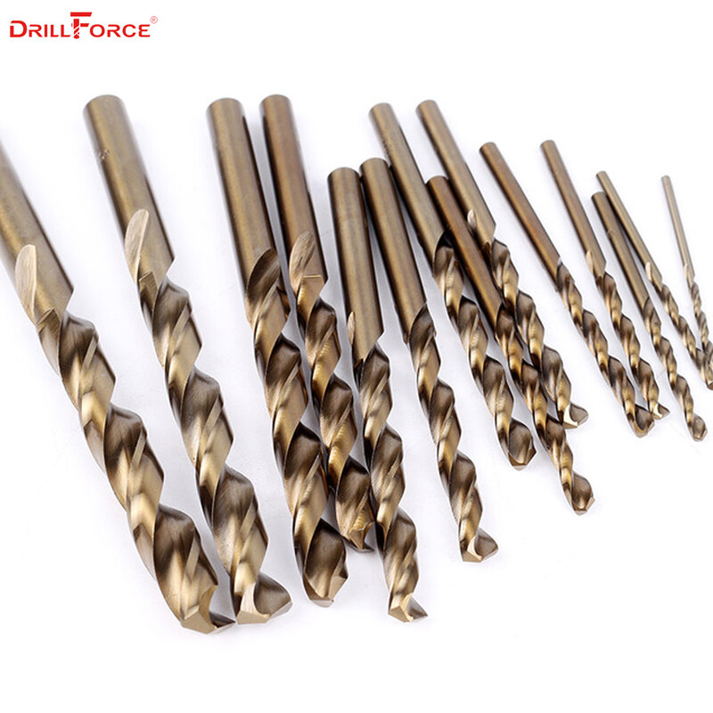 Drillforce conjunto de brocas de metal endurecido & aço inoxidável, 19/25 peças m42 cobalto, ferramentas elétricas, acessórios