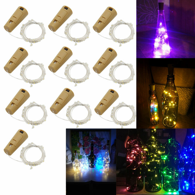 Tira de luces LED con forma de corcho para decoración de Navidad, tira de alambre de cobre para vino, decoración de fiesta, 10x1M, 10LED