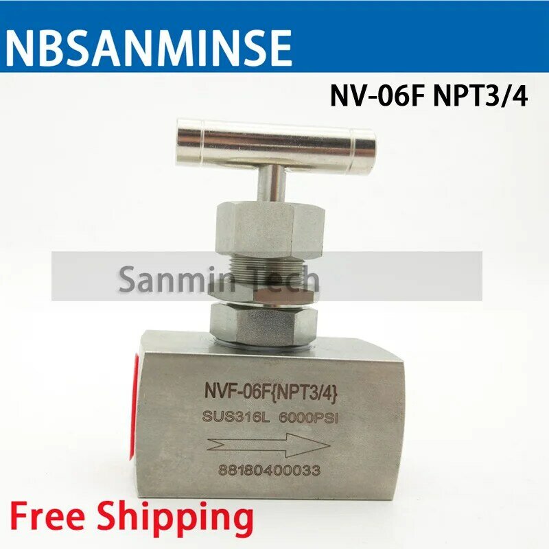 Nbsanminse NV-F/M Air Air Mini Needle Valve Wanita/Pria Benang 1/8 1/4 3/8 1/2 3/4 1 NPT 6000 Psi Memotong Valve